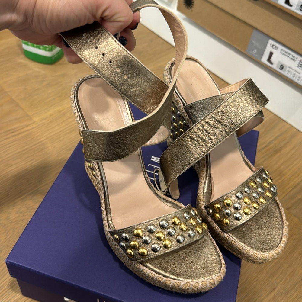 Stuart Weitzman Hubcaps Wedge Sandal Size 8.5 - image 3